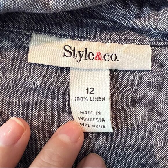 Style & Co 100% linen button down shirt - Picture 5 of 10